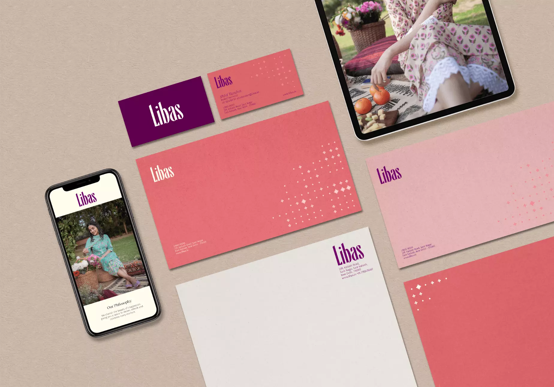 Printed logo design and collaterals for Libas by lopez design