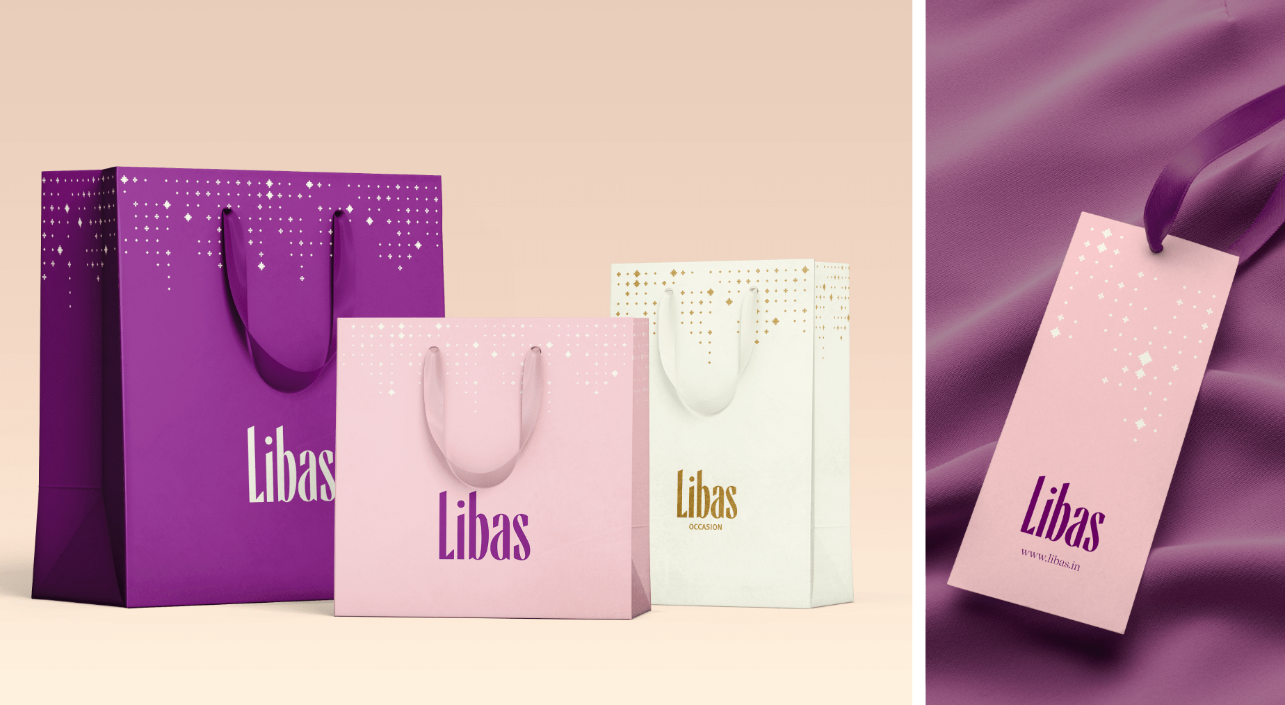 Shopping bag and label design for Libas packaging