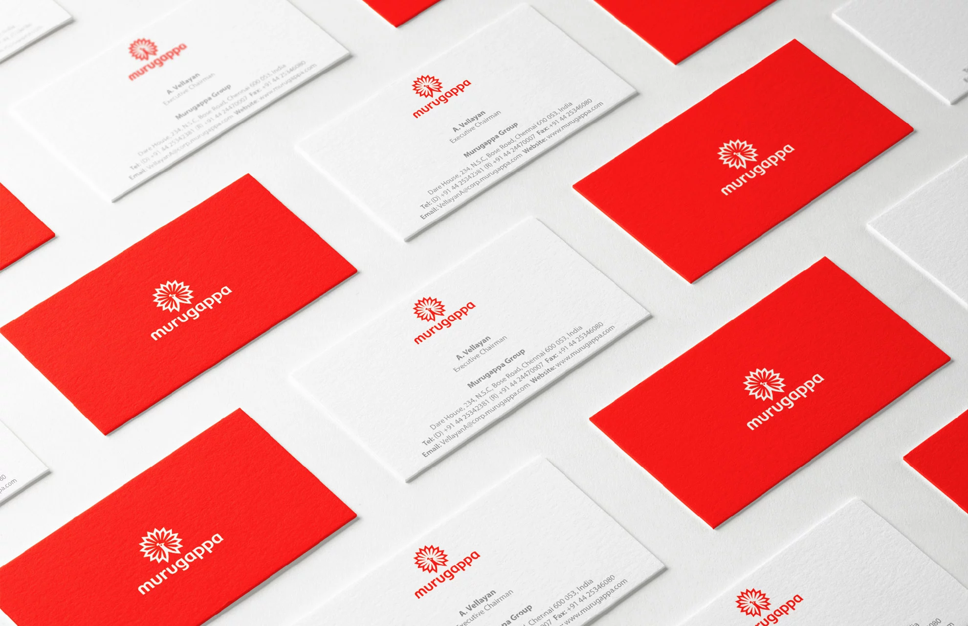 lopez-design-murugappa-visiting-cards-logo-red-white-mockup-branding