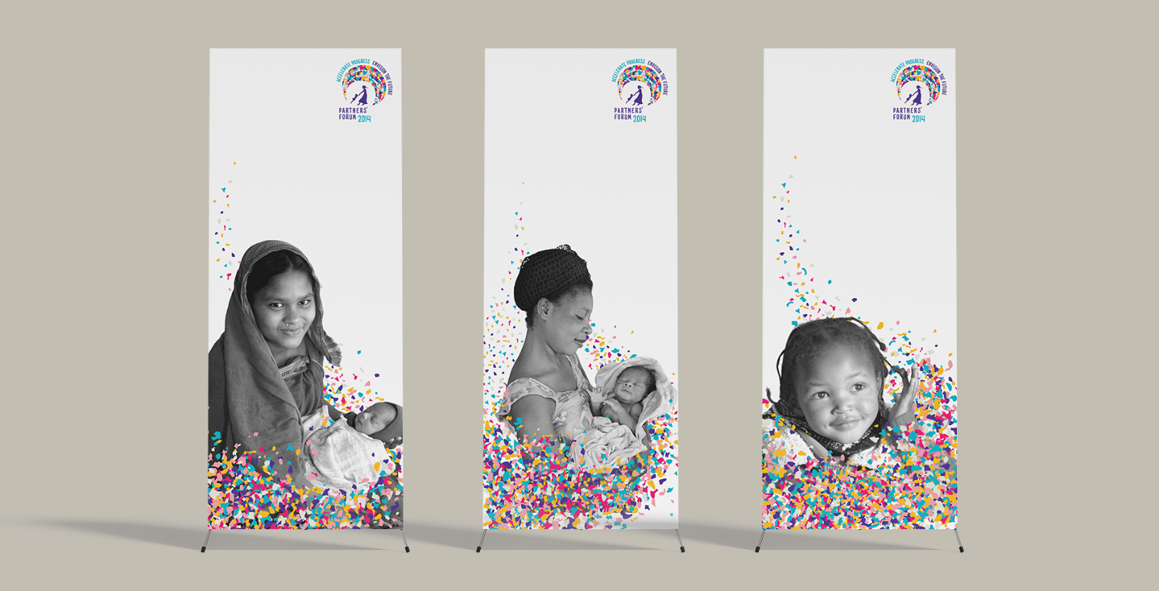 lopez-design-partner-forum-2014-standee-design-with-mother-and-children-from-india-and-africa