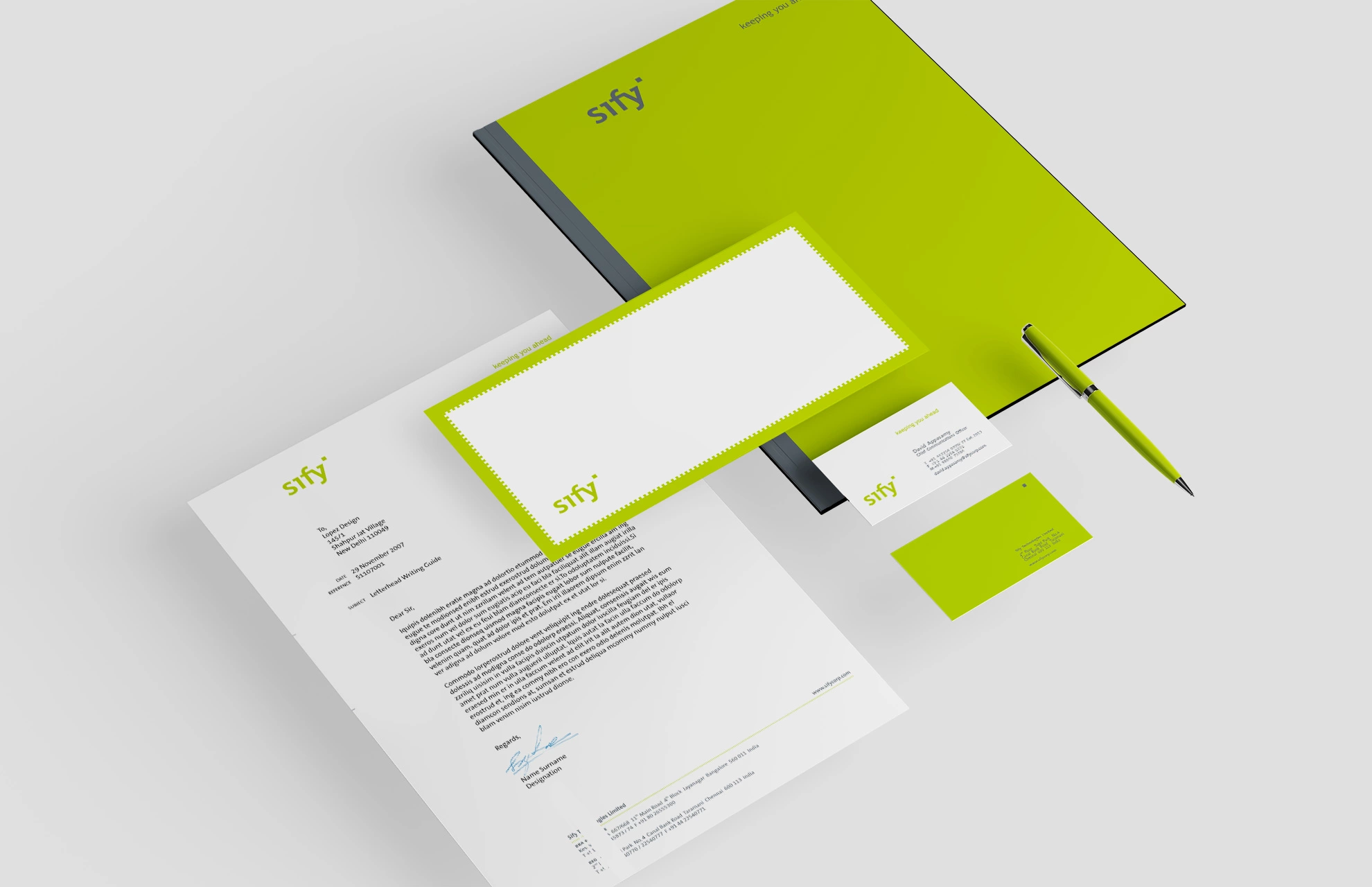 lopez-design-sify-letterhead-cards-pen-collateral-mockup-branding